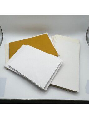 Mixed Lot Of White & Yellow Envelopes Paper Sheets For Crafting & Projects